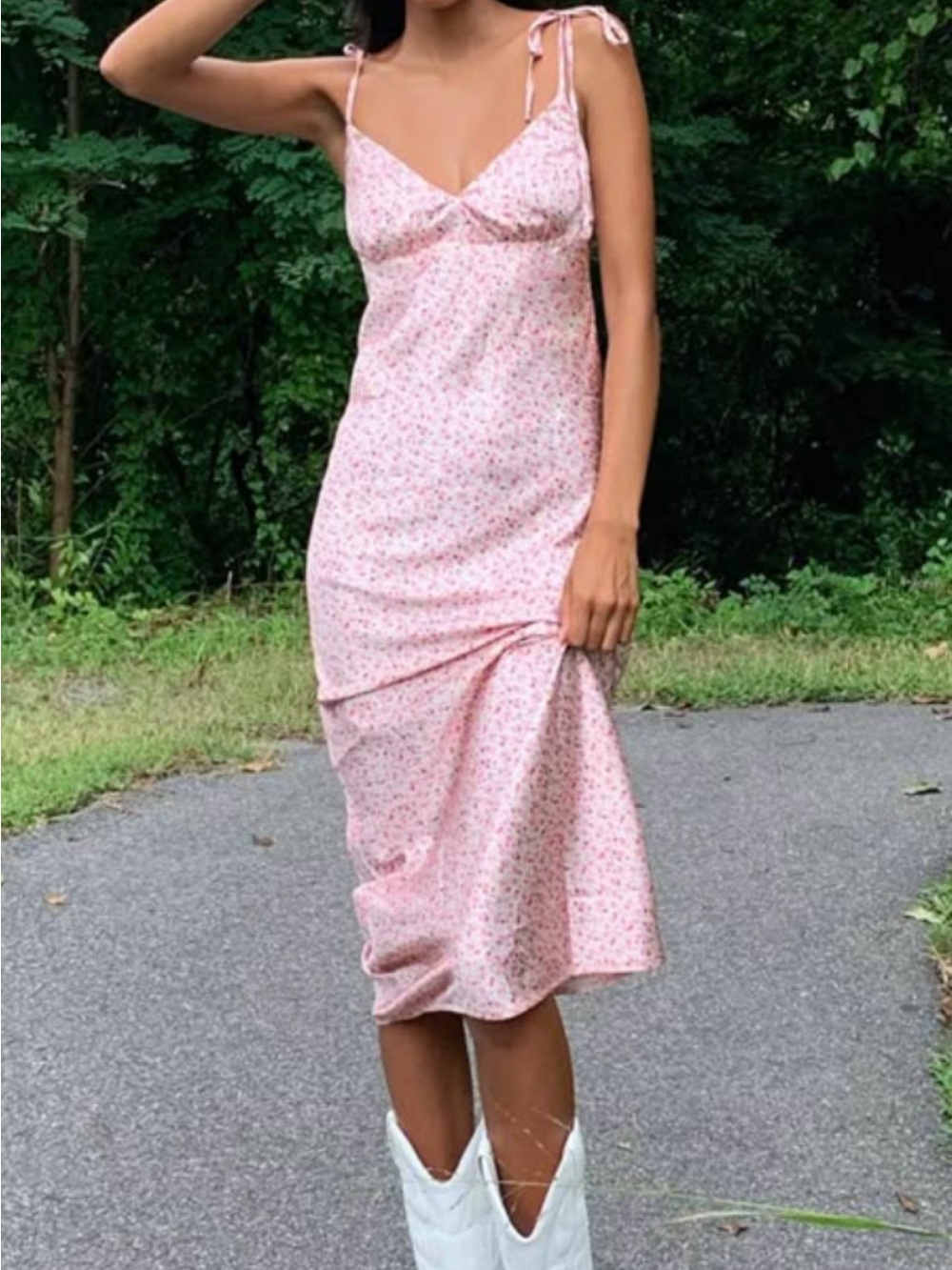 Princess Polly Pink Floral Tie-Shoulder Slip Dress